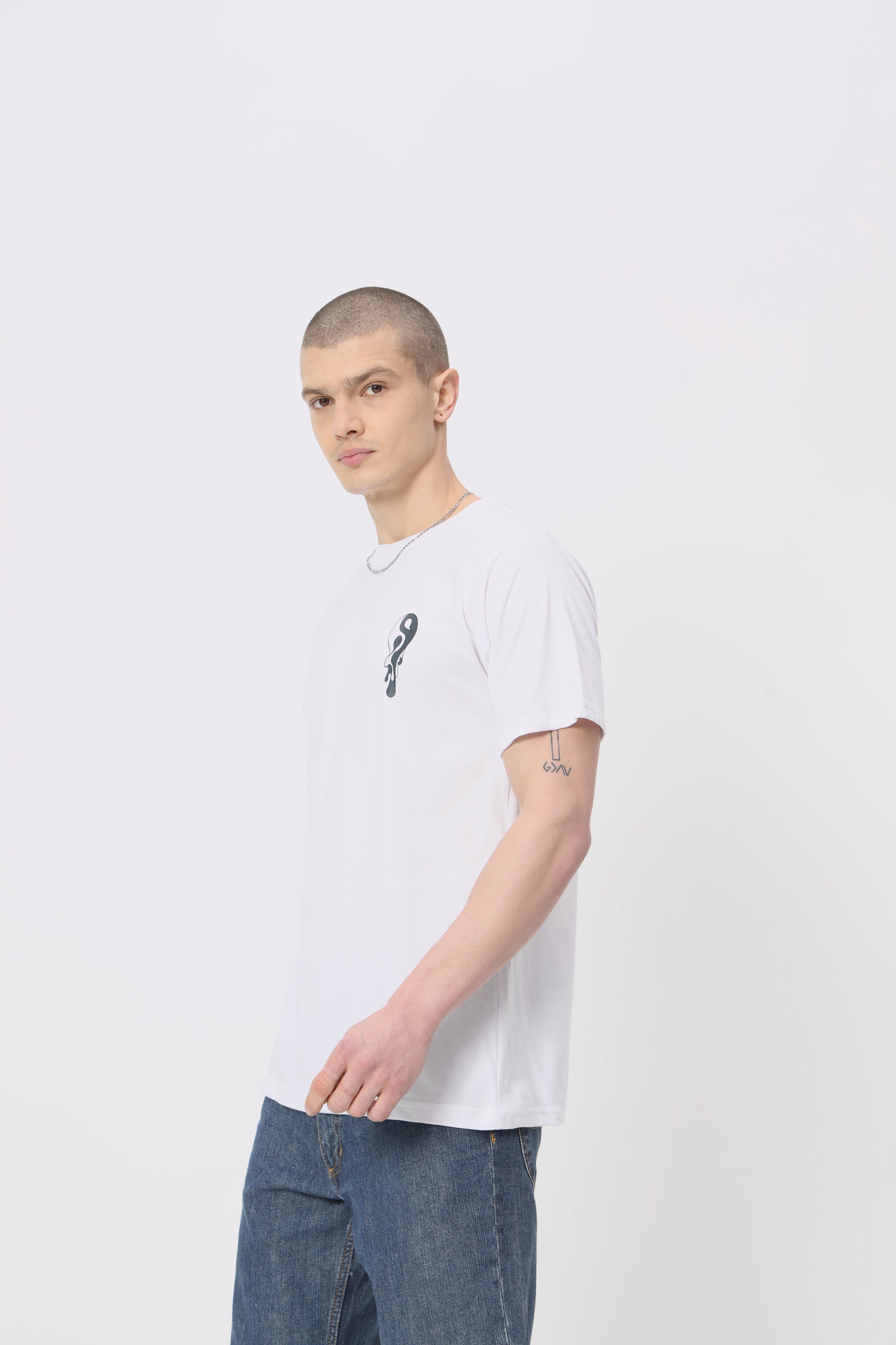 Ying Yang Printed Regular Fit White  T-shirt