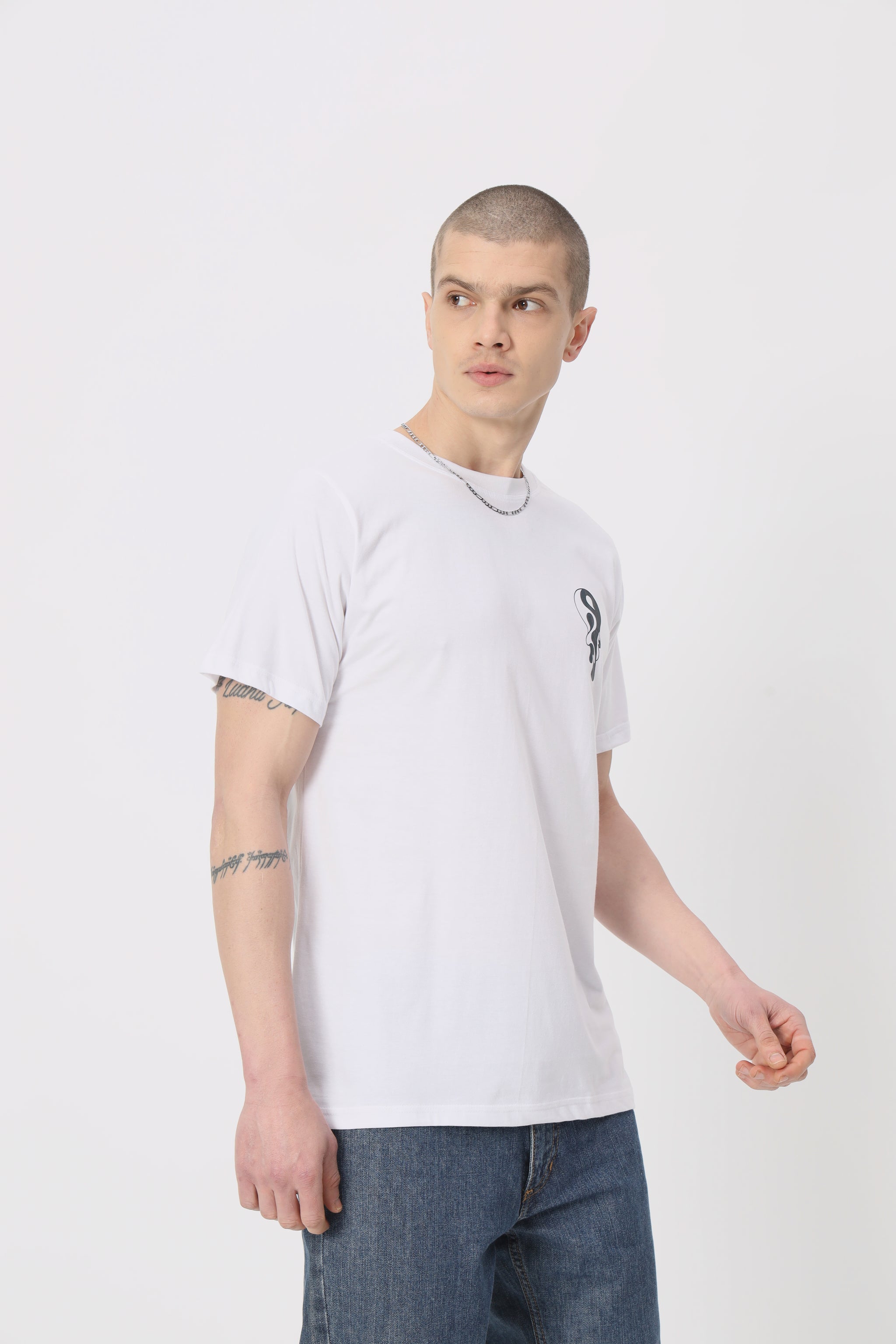Ying Yang Printed Regular Fit White  T-shirt