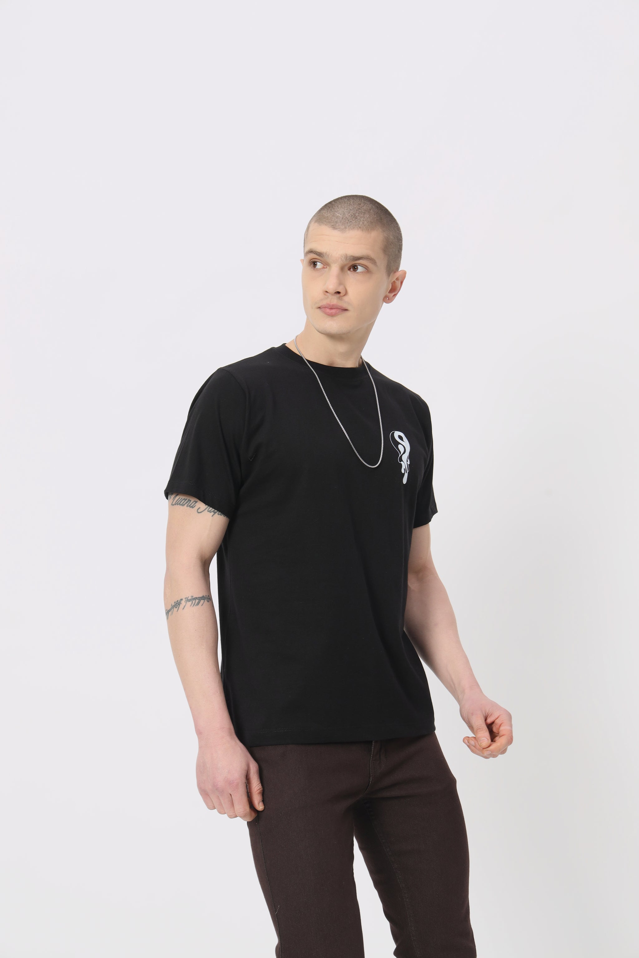 Ying Yang Printed Regular Fit Black T-shirt