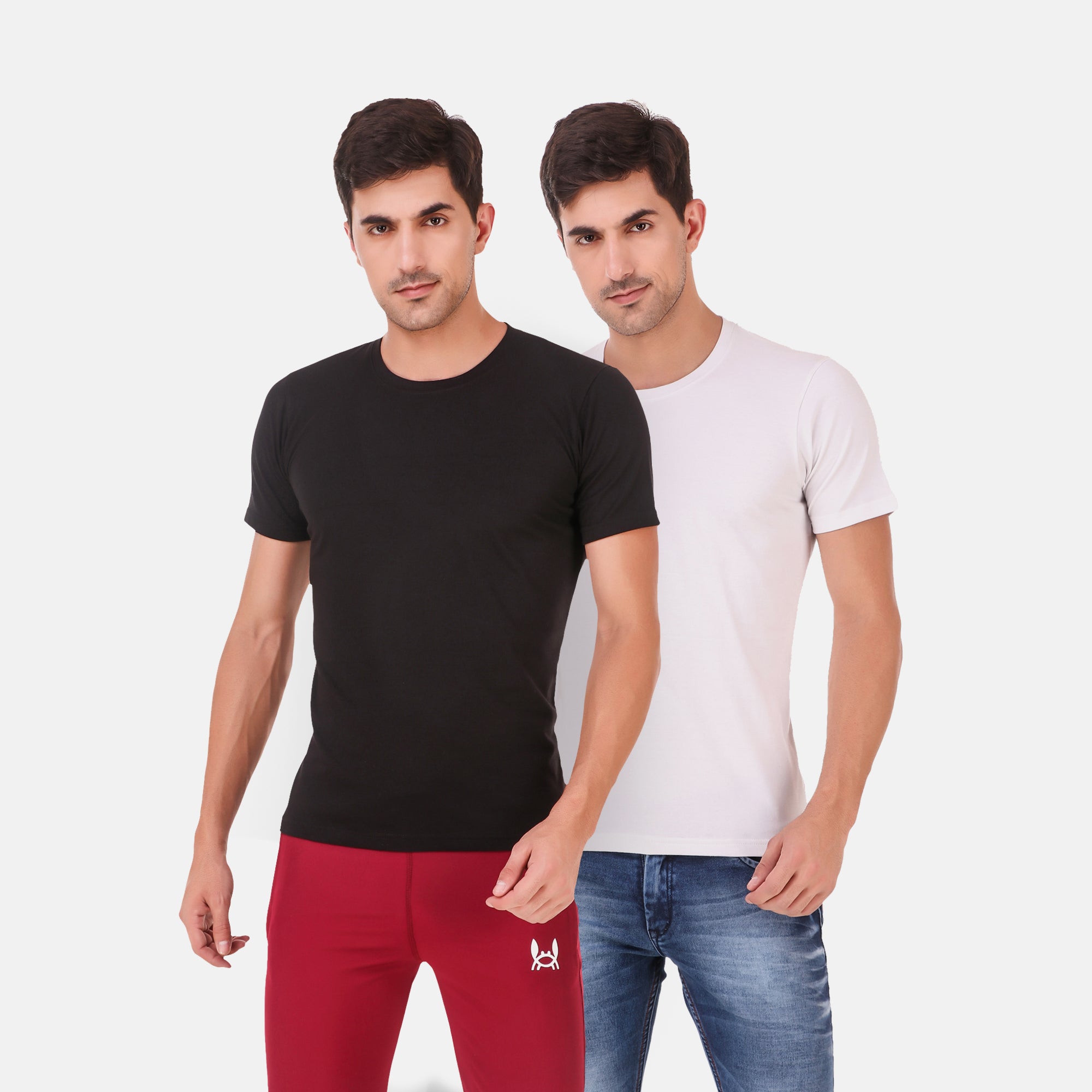 Regular Fit Black & White Combo T-shits
