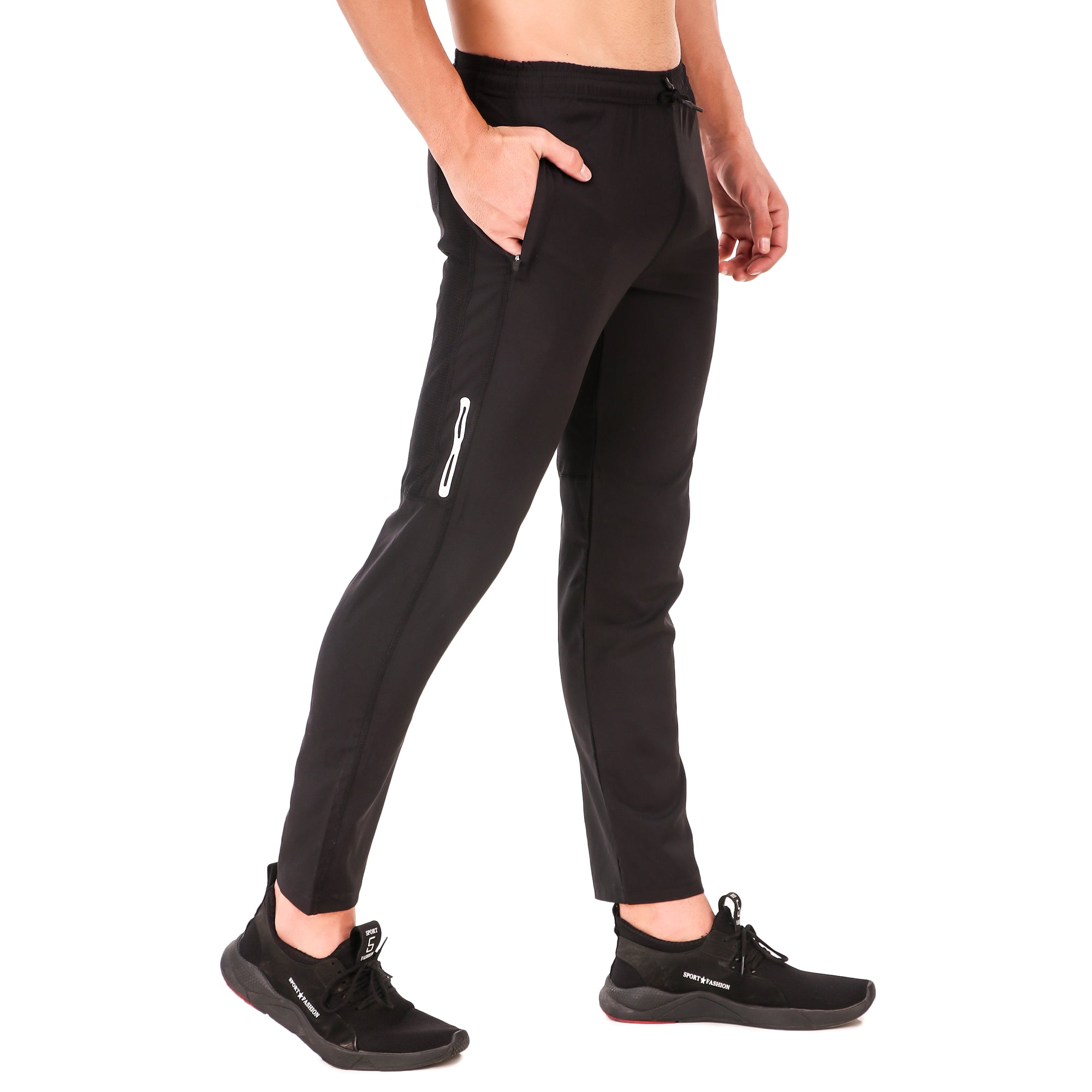 Men’s Solid Black Dry Fit Training Track Pants