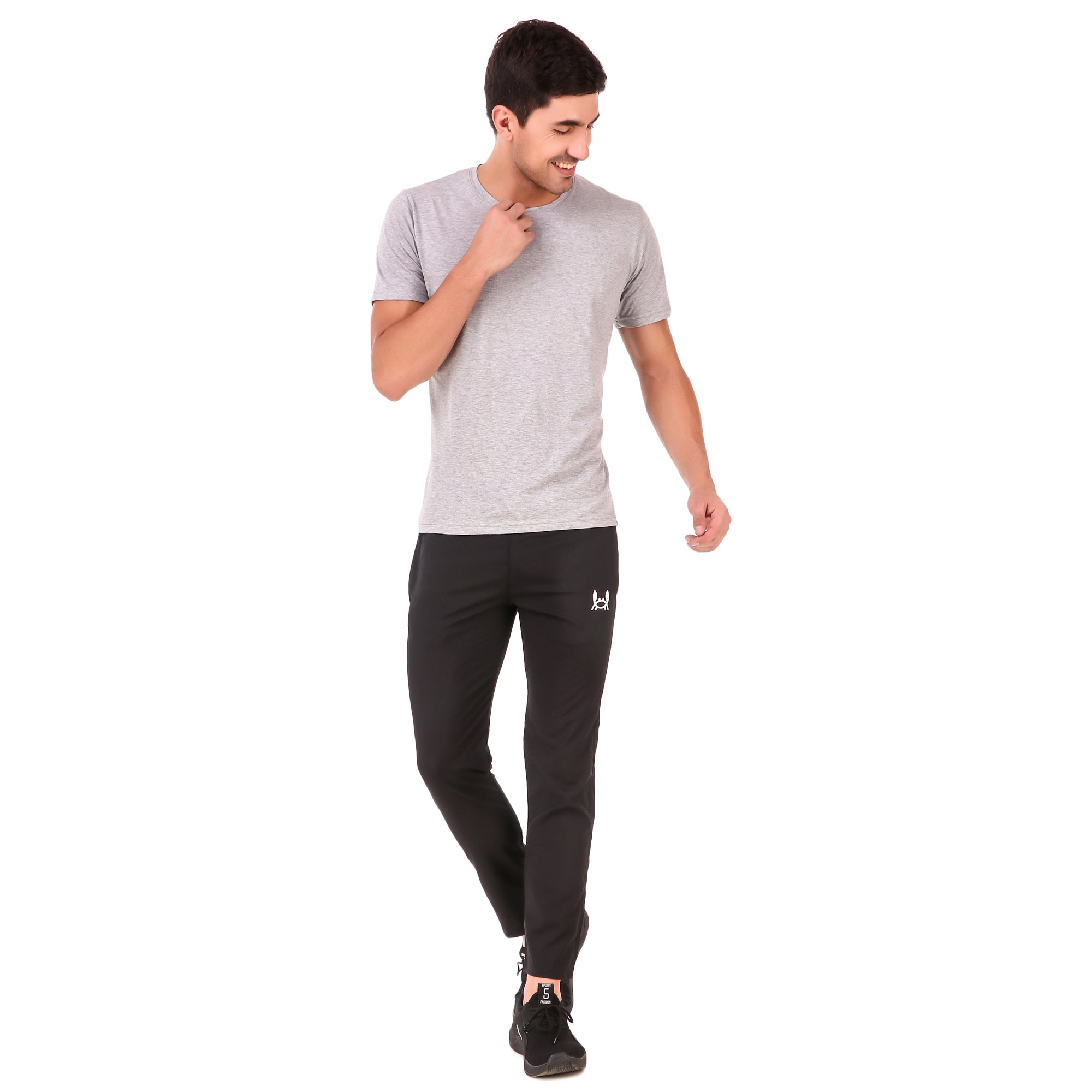 Men’s Solid Black Dry Fit Training Track Pants