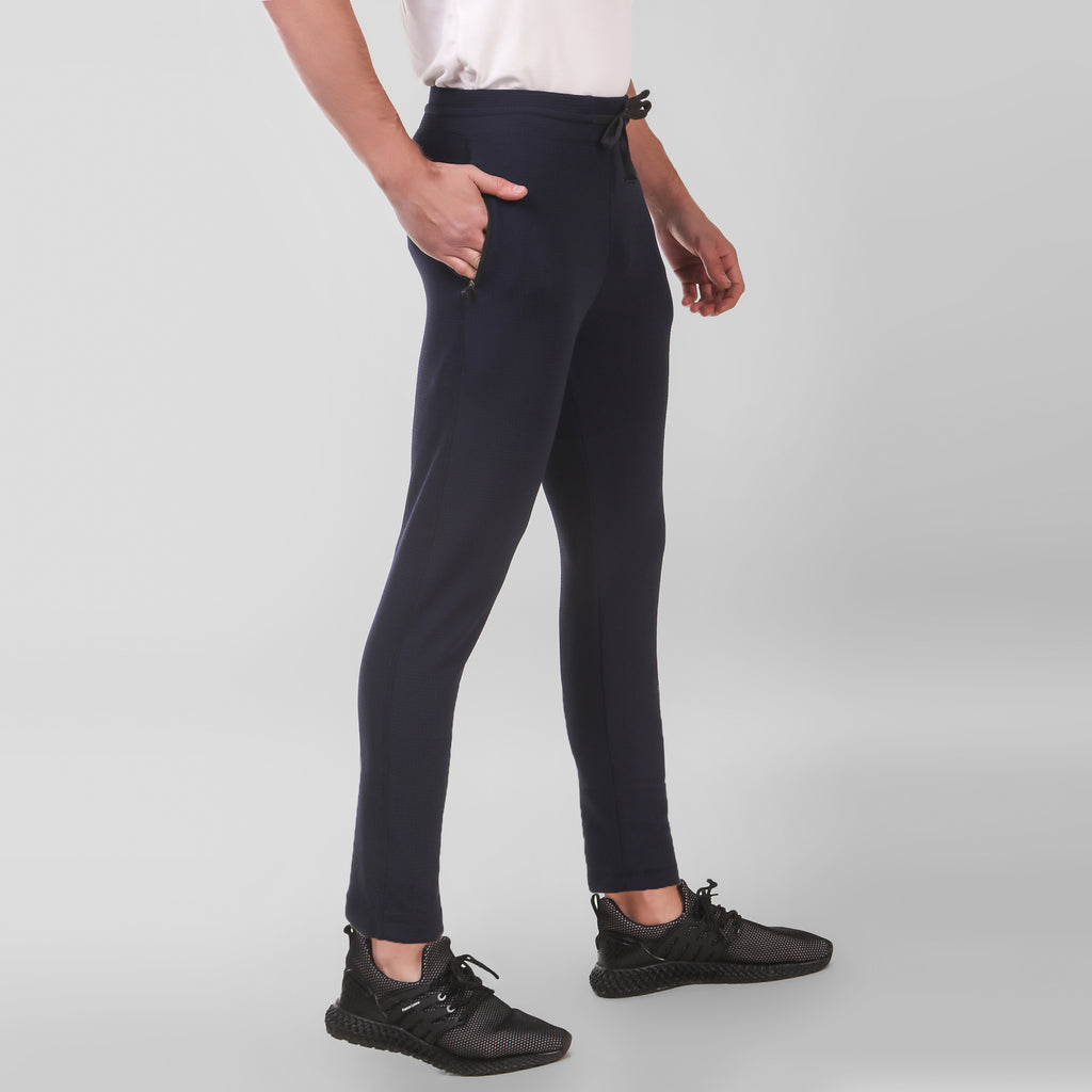 Men Stretchable Blue Track Pant