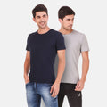 Regular Fit Navy Blue & Grey Combo T-shits