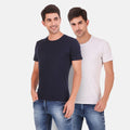 Regular Fit Navy Blue & White Combo T-shits