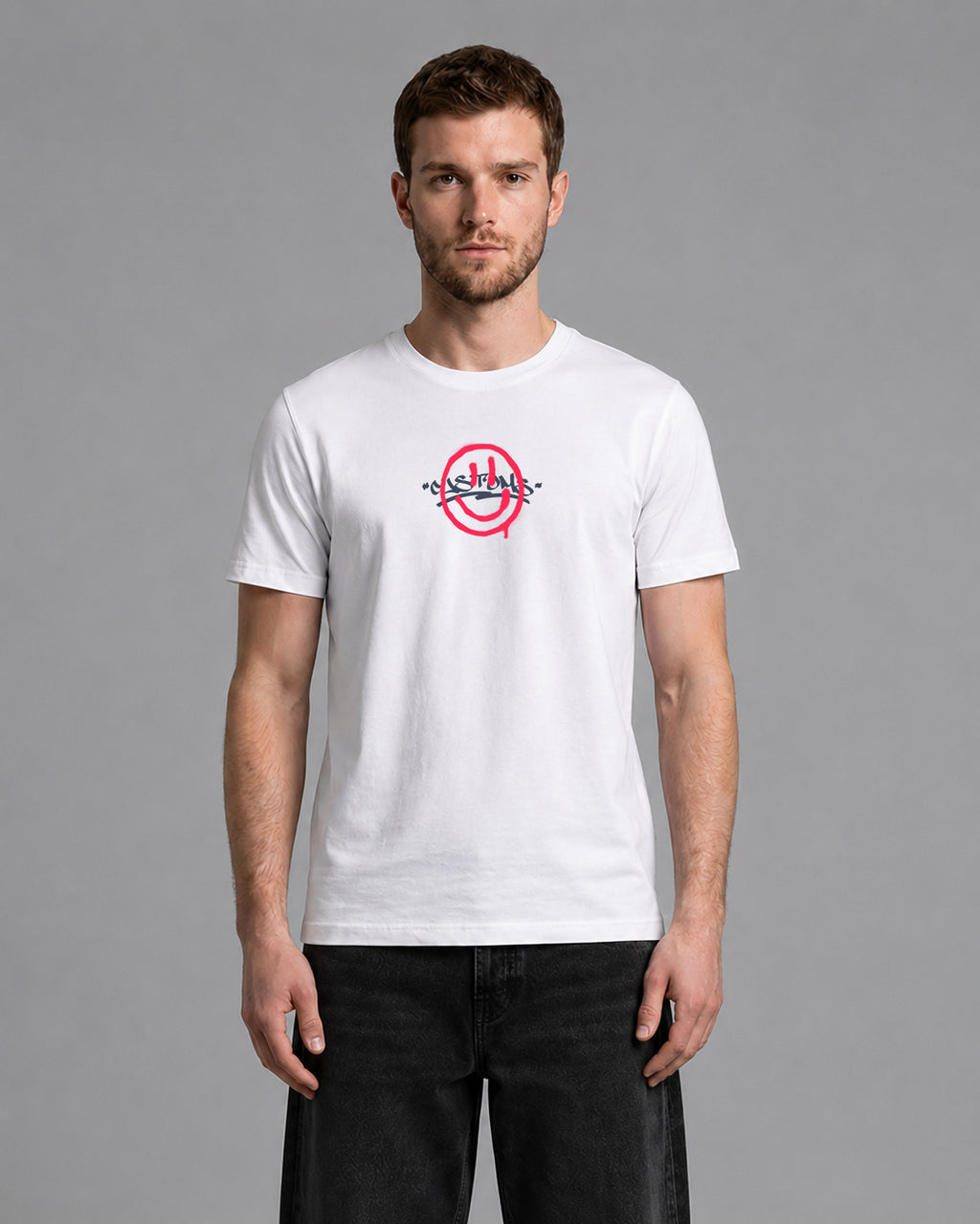 The "Smile" Streetwear Basic Regular Fit T-Shirt in Crisp White