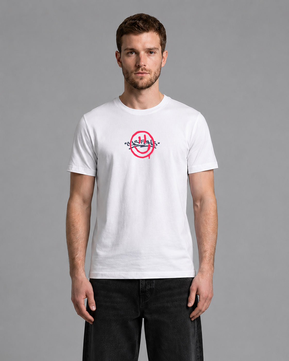 The "Smile" Streetwear Basic Regular Fit T-Shirt in Crisp White
